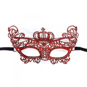 Kırmızı Renk Dantel Örgü İşlemeli Parti Maskesi Model 2