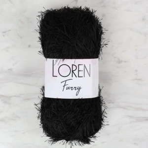 Loren Furry Siyah El Örgü İpi - RF1001 - 34066