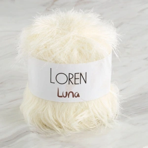 Loren Luna Tavşan Tüyü Krem El Örgü İpi - R083 - 34005