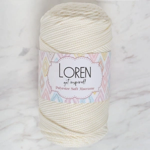 Loren Polyester Soft Macrame Krem El Örgü İpi - LM003 - 34427