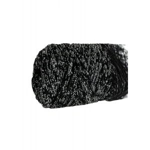 Makrome İpi 3mm Polyester Siyah Gümüş  Simli