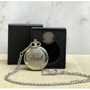 Özel Kutulu Dad (Baba) Tasarımlı Gümüş Köstekli Saat