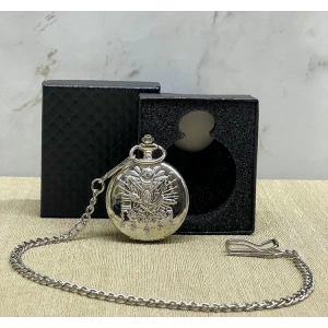 Özel Kutulu Osmanlı Devlet Arması Gümüş Köstekli Saat Alk4665