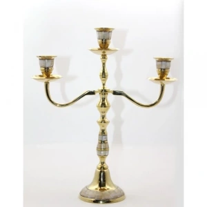 Pirinç Sedefli 3lü Şamdan Model 2