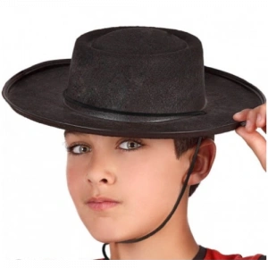 Siyah Renk Keçe Flamenko Şapkası Çocuk Boy