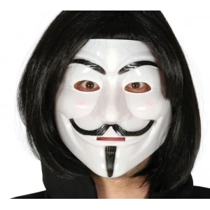 Siyah Renk Takma Kısa Saç Ve V For Vendetta Maskesi Anonymous Maskesi
