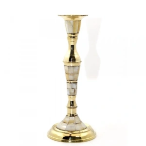 Tekli Pirinç Sedefli Şamdan Model 1