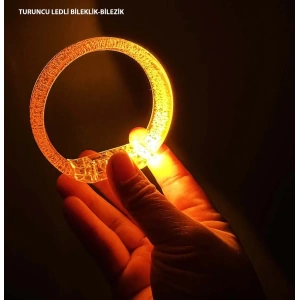 Turuncu Led Işıklı Baskı Yapılabilen Pilli Bileklik Bilezik 1,5 Cm Genişlik