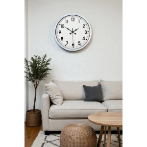 Zentime 40 Cm Metal Beyaz Klasik Duvar Saati