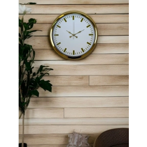 Zentime Gold & White Lüks Tasarım 40 Cm Gold Metal Duvar Saati