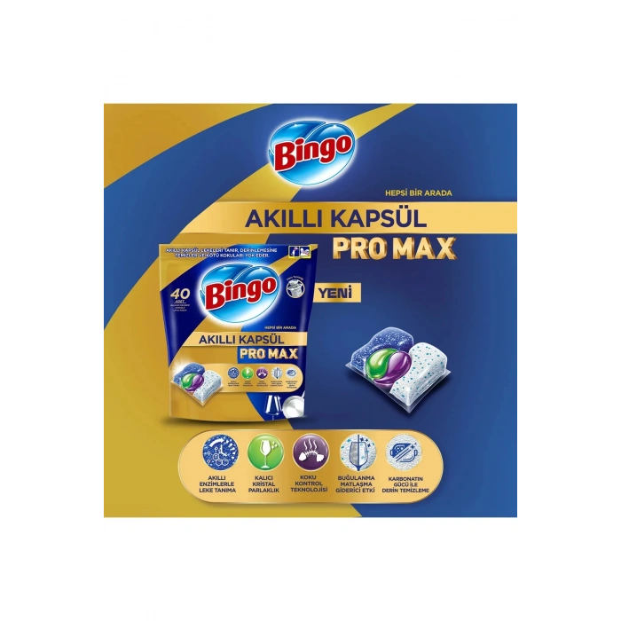 Bingo Akıllı Kapsül Pro Max Bulaşık Makinesi Deterjanı 20 Adet