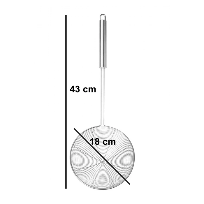 Çelik Yağ Kevgiri Paslanmaz Kızartma Kevgiri 18cm