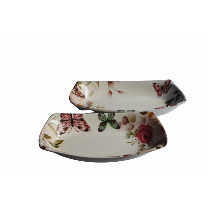 Dijital Baskılı 2li Dikdörtgen Kayık Tabak