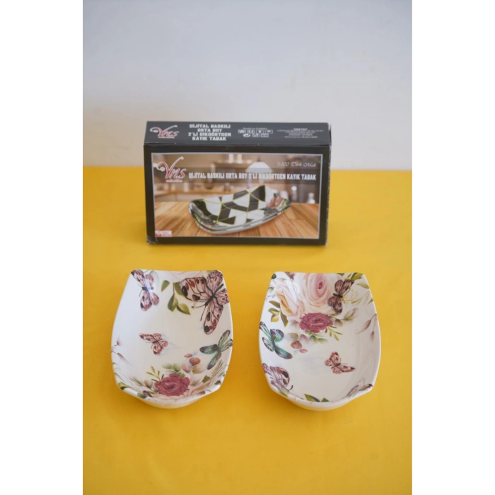 Dijital Baskılı 2li Dikdörtgen Kayık Tabak