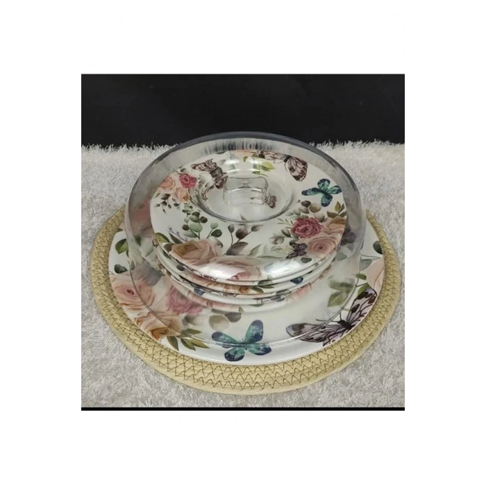 Dijital Baskılı İkram Seti 6 Tabak 1 Fanus