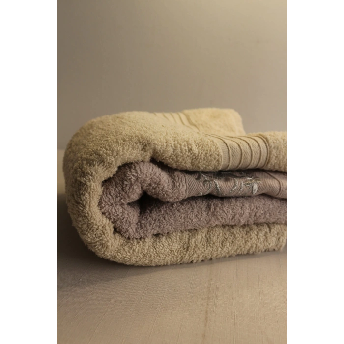 İpekçe Havlu Set 2Li Jakarlı Kumru 50X90