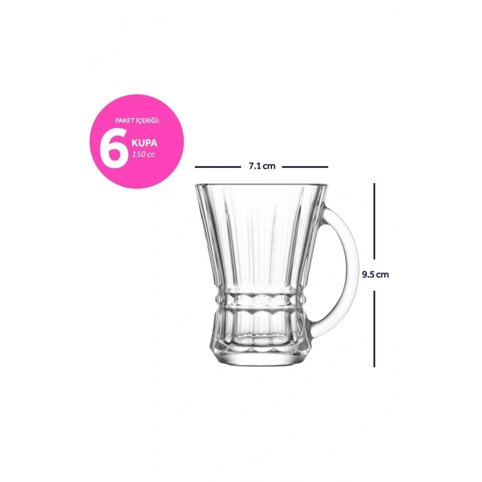 Lav Venüs 6lı Kulplu Çay Bardağı