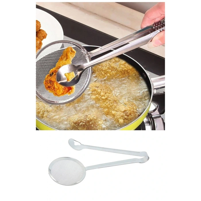 Süzgeçli Kızartma Ve Haşlama Maşası 29cm