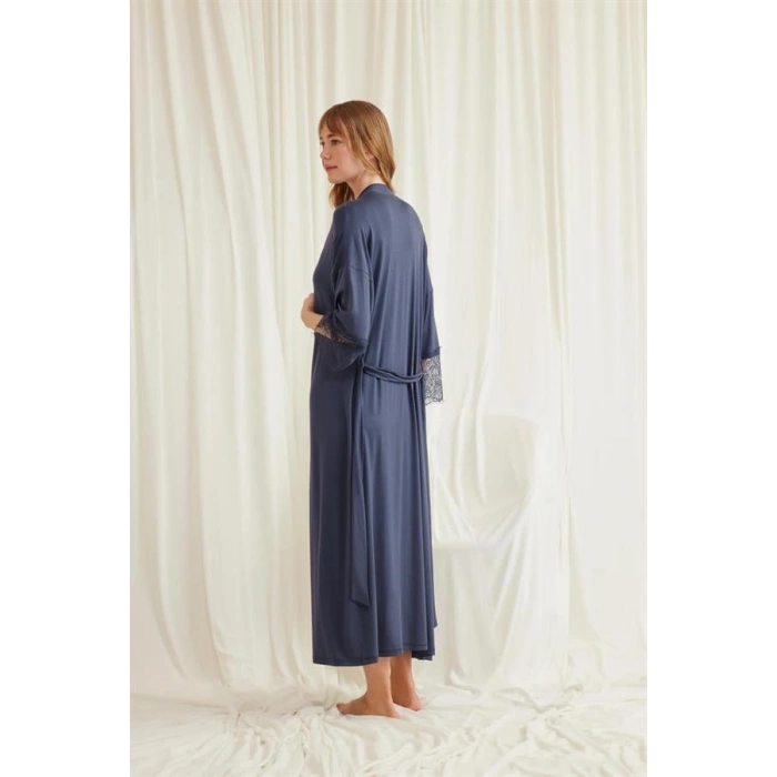 Will Like Dekolteli Yakası ve Kolu Dantelli Sabahlık Takımı