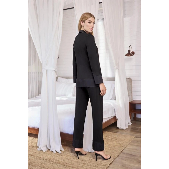 Will Like Uzun Kollu Önü Düğmeli Gömlek Yaka Pijama Takımı