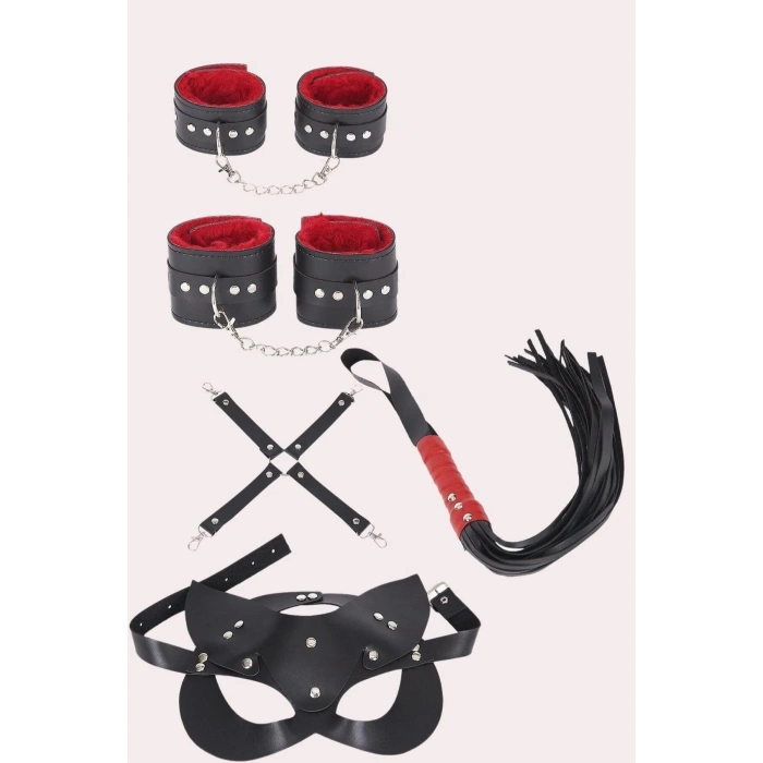 Will Like 4lü Kol Bacak Kırbaç Maske Deri Aksesuar Set