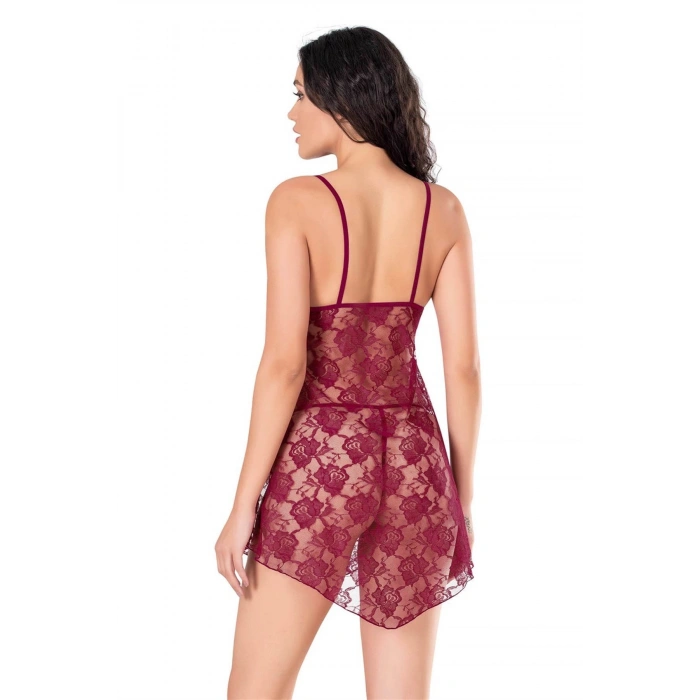 Will Like Bordo Kısa Tül Gecelik