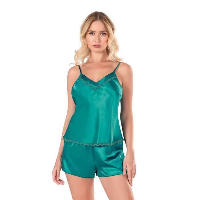 Will Like Zümrüt Saten Babydoll Şort Takımı 9102