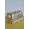 Bambu Kapaklı 4lü Cam Baharatlık