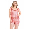 Will Like Büyük Beden Mercan Saten Babydoll Şort Takımı