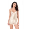 Will Like Fildişi Saten Babydoll Şort Takımı