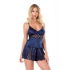 Will Like Lacivert Saten Babydoll Şort Takımı