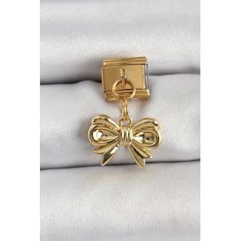 316L Çelik Sallantılı Fiyonk Model Gold Renk Nomination Charm