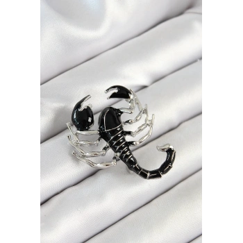 3D Siyah Akrep Figürlü Gümüş Renk Kadın Broş