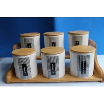 Bambu Standlı 6lı Baharat Seti