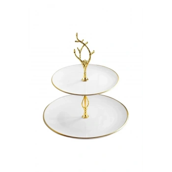 Beyaz Gold Çizgili Katlı Kurabiyelik G2800