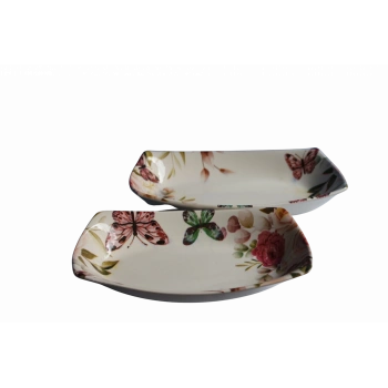 Dijital Baskılı 2li Dikdörtgen Kayık Tabak