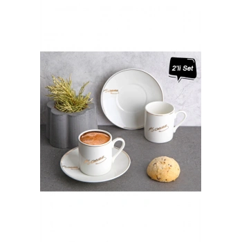 Porselen Atatürk İmzalı 2li Kahve Takımı