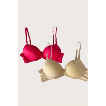 Will Like Ten-Kırmızı 2li Mikro Kumaş Push Up Dolgulu Balenli Günlük Destekli Sütyen