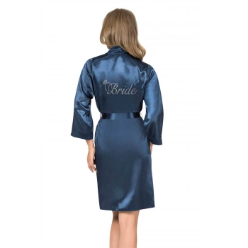 Will Like Lacivert Kısa Saten Bride Sabahlık