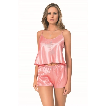 Will Like Mercan Saten Babydoll Şort Takımı