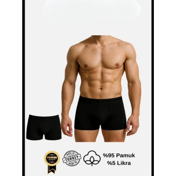 Will Like Pamuklu Düz Siyah Renk Erkek Boxer