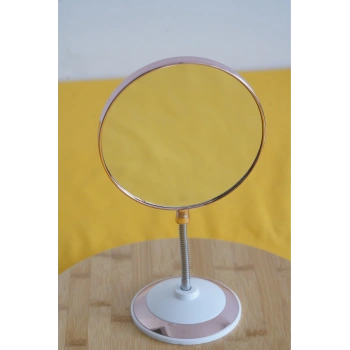 Yuvarlak Spiralli Makyaj Aynası Büyüteçli Pembe