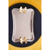 Cooker Dikdörtgen Dövme Desenli Kelebekli Kulplu Metal Tepsi 25x17 cm