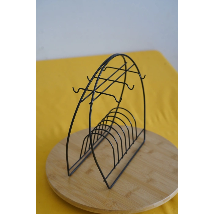 Askılı Yuvarlak Fincan Standı, Siyah Fincan Standı, Fincan Takımı Standı