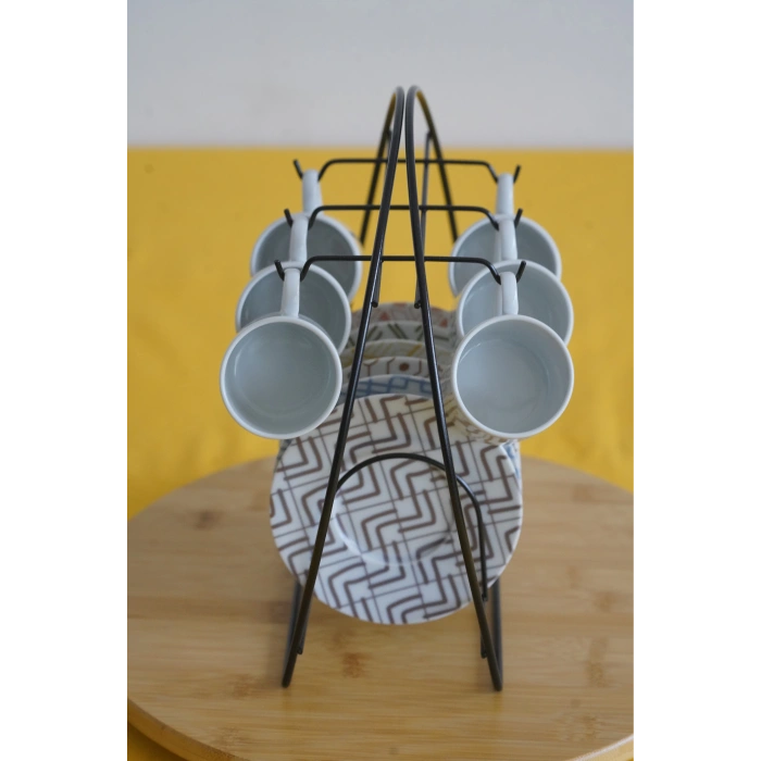 Askılı Yuvarlak Fincan Standı, Siyah Fincan Standı, Fincan Takımı Standı