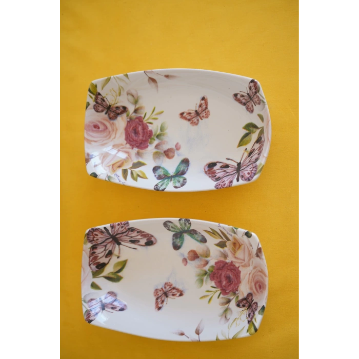 Dijital Baskılı 2li Dikdörtgen Kayık Tabak