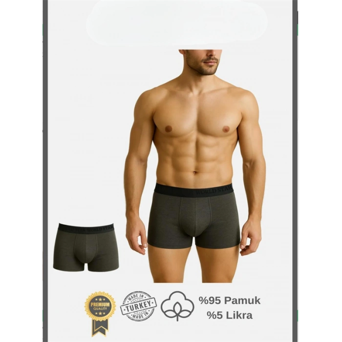 Will Like Pamuklu Düz Antrasit Renk Erkek Boxer