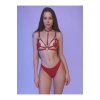 Will Like Fantezi Kırmızı Harness Sütyen Kumaş Külot Takımı