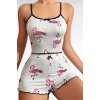 Will Like Pamuklu Beyaz Üstüne Pelikan Desen Fitilli Askılı Şortlu Pijama Takımı