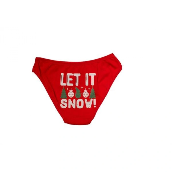 Will Like Kırmızı Yılbaşı Desenli Let İt Snow Pamuklu Külot